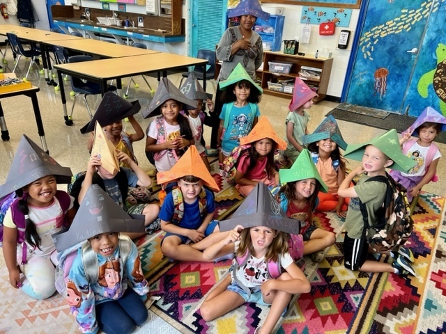 Grade 1 students in Pirate Hats