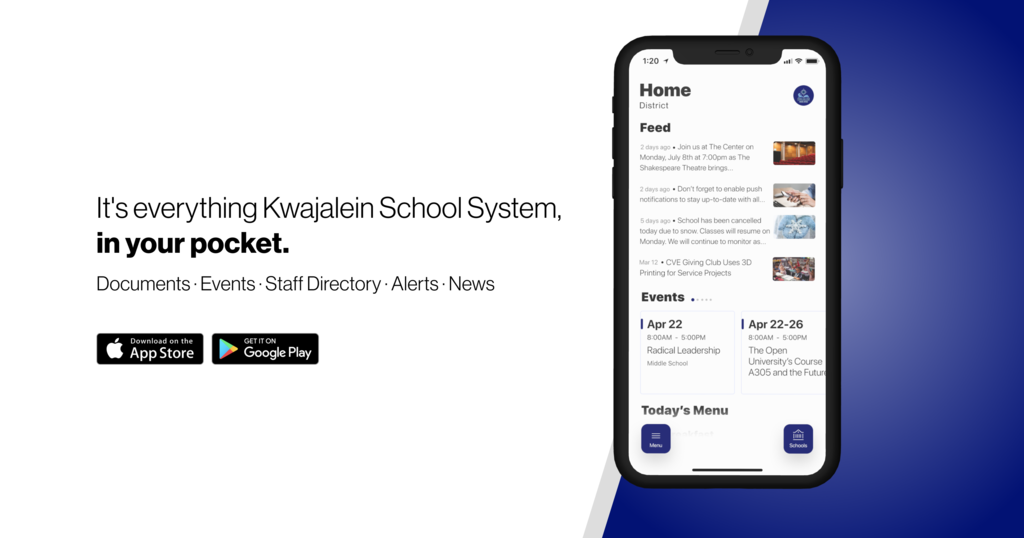 Picture of phone and the Kwajalein School App.